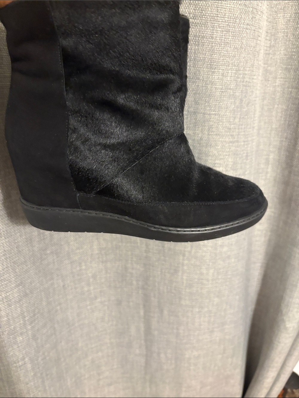 Vince Black Mid-Calf Wedge Booties